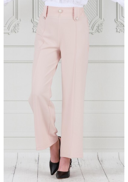 Inci Broşlu Çımalı Bol Paça Pantolon-Krem fiyatları