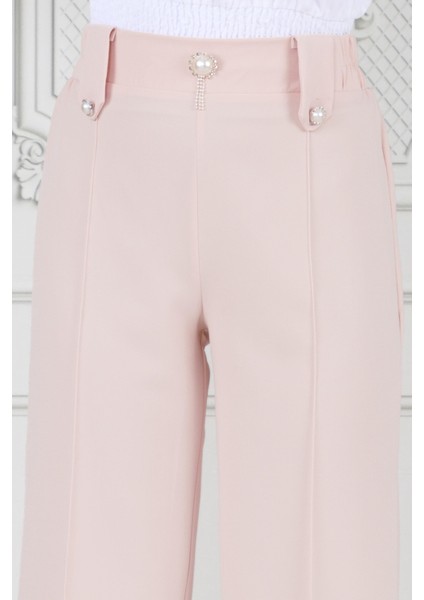Inci Broşlu Çımalı Bol Paça Pantolon-Krem fırsatları