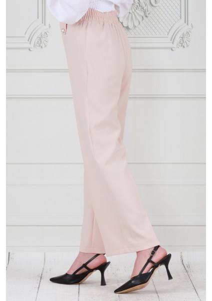 Inci Broşlu Çımalı Bol Paça Pantolon-Krem indirimleri