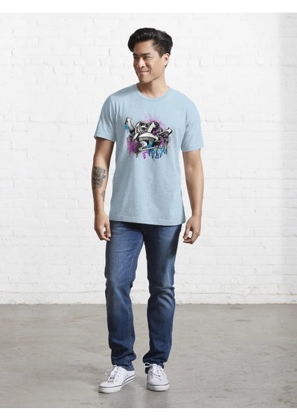Grafity Baskılı Bisiklet Yaka T-Shirt