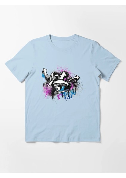 Grafity Baskılı Bisiklet Yaka T-Shirt