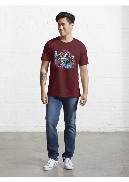 Grafity Baskılı Bisiklet Yaka T-Shirt