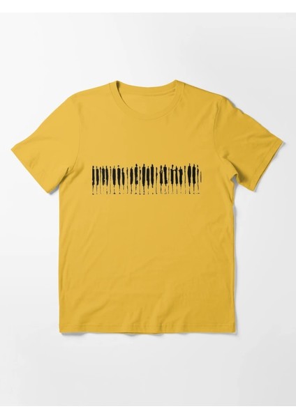 Piyano Baskılı Bisiklet Yaka T-Shirt