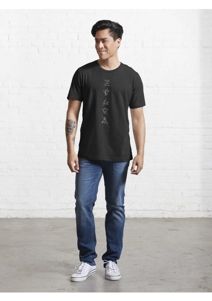 Üçgen Baskılı Bisiklet Yaka T-Shirt