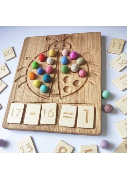 Montessori Matematik Uğur Böceği Matematik Tahtası 1-20 Sayı Kartları Seti, Çocuklar Için