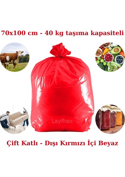 Içi Beyaz Sağlıklı Çift Katlı 40 kg Taşır Yırtılmaz Kurban Et Taşıma Poşeti 70X100 14'lü