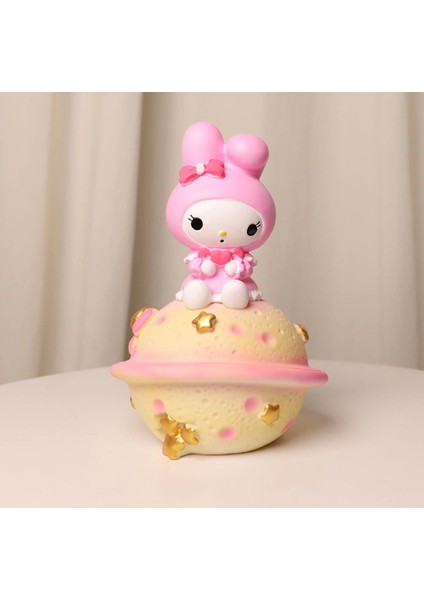 Sanrio Kuromi Y2K Figür Kumbara Masa Üstü Gece Lambansı Yanıp Sönen Renkli Işıklı Satürn Gezegen