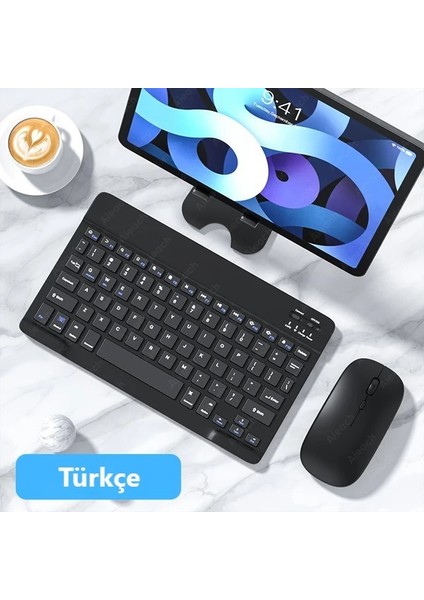 Vorcom Avalon-Ultrapad-Quartzpro Tablet Için Uyumlu Slim Şarjlı Türkçe Bluetooth Klavye & Mouse Seti