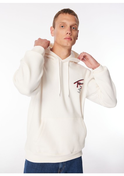 Kapüşon Yaka Beyaz Erkek Sweatshırt DM0DM18647YBH