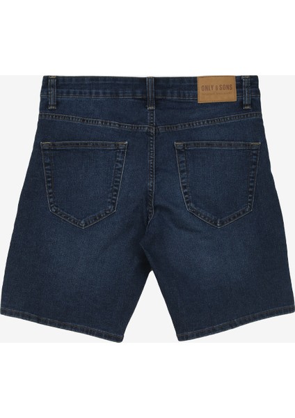 Normal Koyu Mavi Erkek Denim Şort Onsweft Dbd 7626 Pım Dnm Shorts Vd