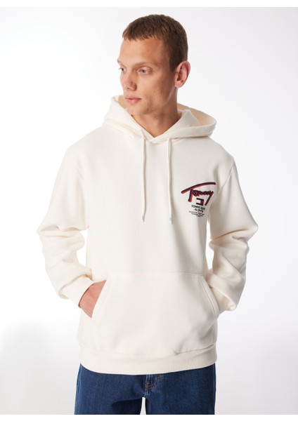Kapüşon Yaka Beyaz Erkek Sweatshırt DM0DM18647YBH