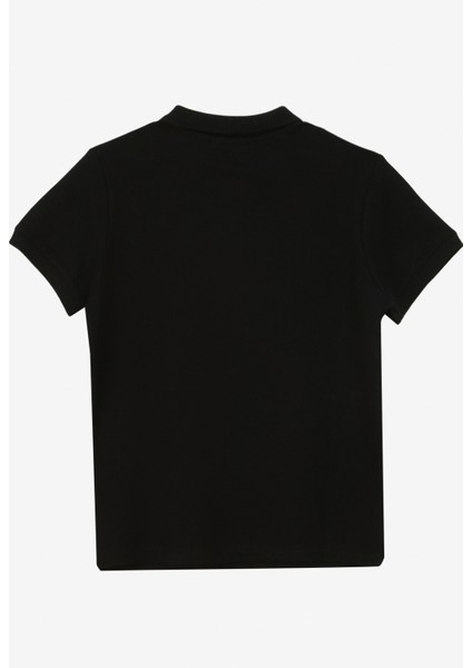 Siyah Erkek Çocuk Polo Yaka Relaxed Baskılı Polo T-Shirt C4Sb-Tst104