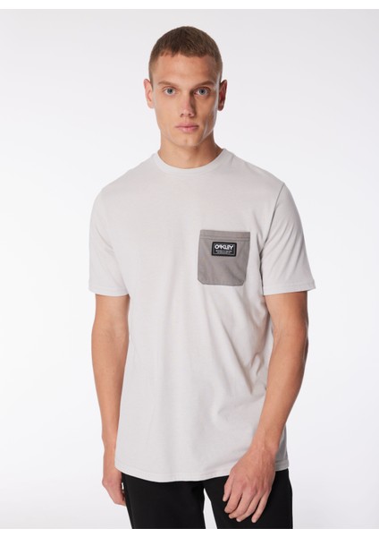 Gri Erkek Bisiklet Yaka Normal Kalıp T-Shirt FOA403729_CLASSIC B1B Pocket Tee