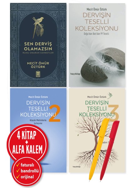 Sen Derviş Olamazsın - Dervişin Teselli Koleksiyonu 1 - Dervişin Teselli Koleksiyonu 2 - Dervişin Teselli Koleksiyonu 3 - 4 Kitap - Mecit Ömür Öztürk + Alfa Kalem