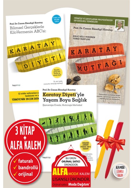 Alfa Kalem+Canan Efendigil Karatay 3 Kitap(Karatay Diyeti-Karatay Mutfağı-Karatay Yaşam Boyu Sağlık)