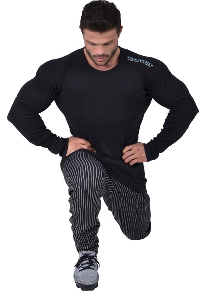 Siyah Slim Fit Sweatshirt Fitness Üst Big Sam 4689 fiyatları