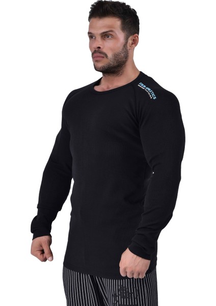 Siyah Slim Fit Sweatshirt Fitness Üst Big Sam 4689 modelleri