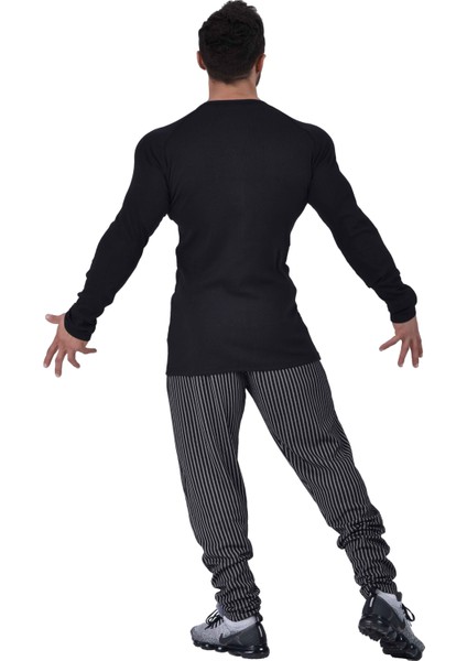 Siyah Slim Fit Sweatshirt Fitness Üst Big Sam 4689 fırsatları
