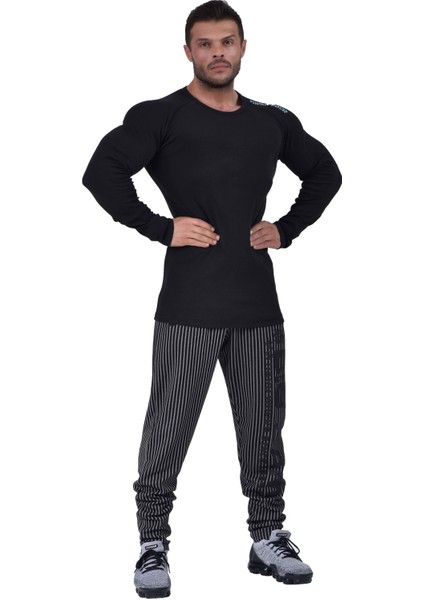 Siyah Slim Fit Sweatshirt Fitness Üst Big Sam 4689 indirimleri