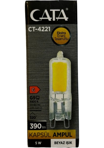 CT-4221 5W 6400K (Beyaz) G9 Duylu Kapsül LED Ampul (8 Adet)