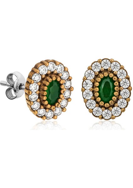 Gümüş Otantik Oval Çivili Bayan Küpe