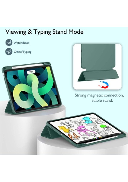 Apple iPad Air 11INÇ M2 2024 Kılıf Pen Charge Kalem Bölmeli A2902 A2903 A2904