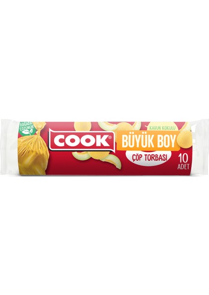 3'lü Paket Büyük Boy Çöp Torbası 65x80 cm Kavun Kokulu 7'li