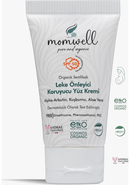 Organik Leke Önleyici Koruyucu Yüz Güneş Kremi 50ml