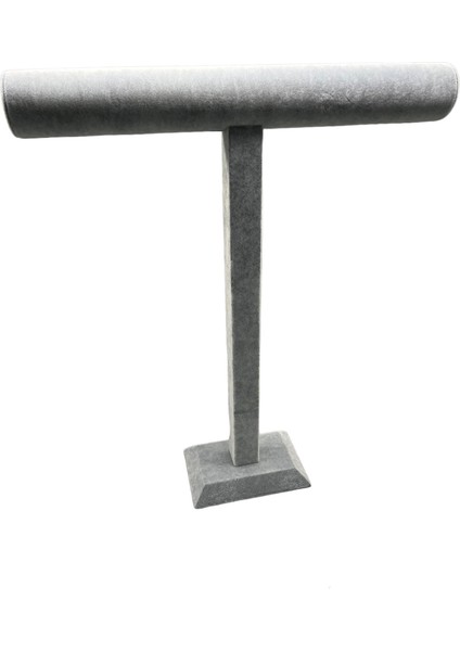 Yerli Üretim Süet Kaplama Gri Renk Uzun 48/41 cm Kolye -Tesbih Sergileme Standı