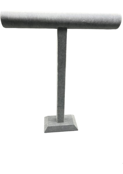 Yerli Üretim Süet Kaplama Gri Renk Uzun 48/41 cm Kolye -Tesbih Sergileme Standı