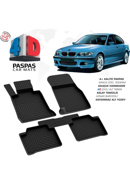 Bmw 3 Serisi E46 4d Havuzlu Kauçuk Paspas 1998 2005