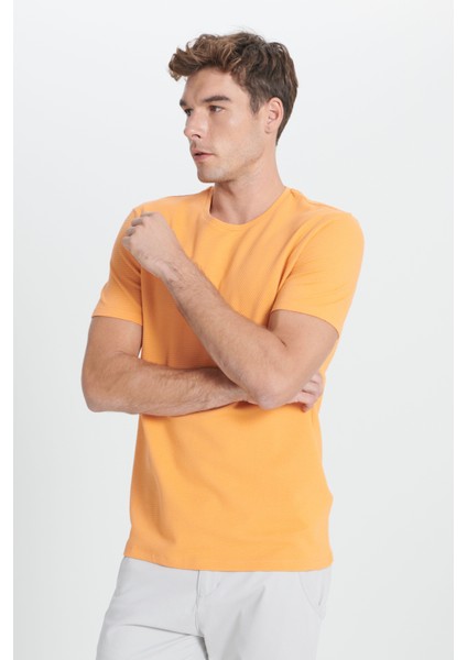 AC&Co / Altınyıldız Classics Erkek Kavun Icı Slim Fit Dar Kesim Modal Bisiklet Yaka Yumuşak Tuşeli Esnek Basic Tişört