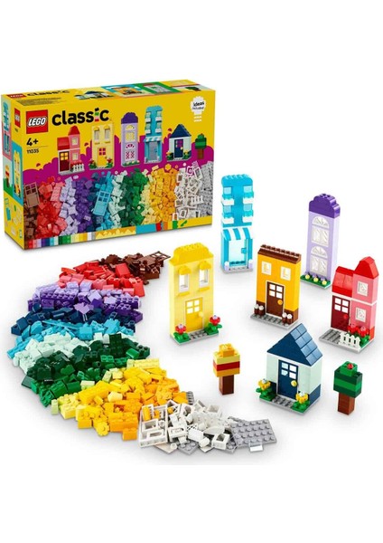 LEGO® Classic Yaratıcı Evler 11035 - 4 Yaş ve Üzeri Çocuklar için 6 Adet Ev Figürü İçeren Yaratıcı Oyuncak Yapım Seti (850 Parça)