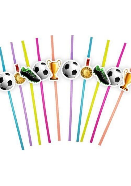Futbol Temalı Artistik Pipet 10 Adet