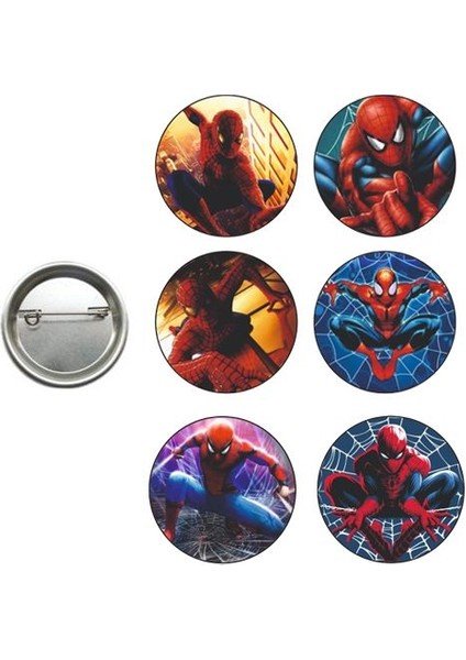 Spiderman Hediyelik Parti Rozeti (6 Adet)