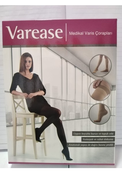 Varease Varis Çorabı Dizüstü Orta Basınç 22/32mmhg Kapalı Burun No:4