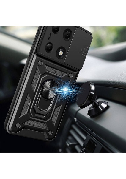 Xiaomi Redmi Note 13 Pro 4g Kılıf Magnetik Standlı Kamera Korumalı Zore Sürgülü Vega Kapak
