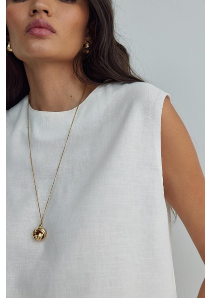 Ekru Lavin Sıfır Kol Keten Bluz fırsatları