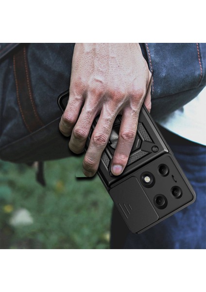 Xiaomi Redmi Note 13 Pro 4g Kılıf Magnetik Standlı Kamera Korumalı Zore Sürgülü Vega Kapak