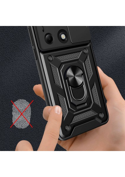 Xiaomi Redmi Note 13 Pro 4g Kılıf Magnetik Standlı Kamera Korumalı Zore Sürgülü Vega Kapak