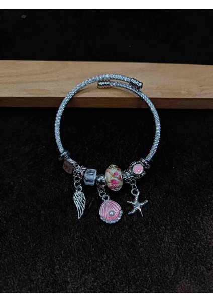 Pandora, Charmlı, Deniz Kabuklu Çelik Bileklik