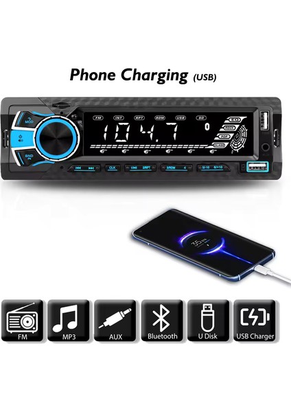 Hızlı Şarjlı 2USB Oto Teyp Bluetooth Sd Aux Radyo + Max.Ses63 + Kumandalı + Garantili modelleri