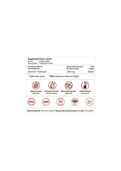Selenium 200 mcg 30 Sublingual Tablets modelleri