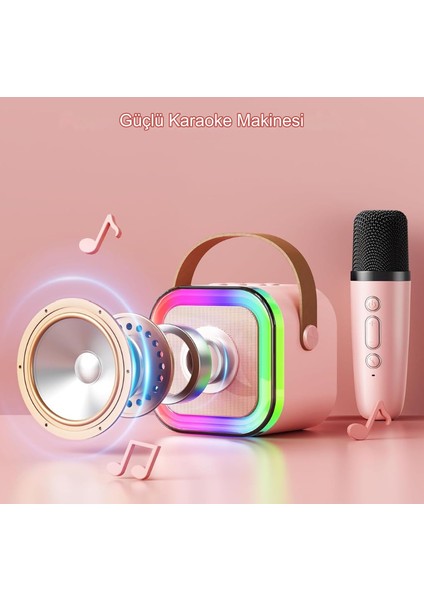 Rgb Işıkl Mikrofonlu Taşınabilir Bluetooth Hoparlör Kablosuz Karaoke Müzik Eğlence fiyatları