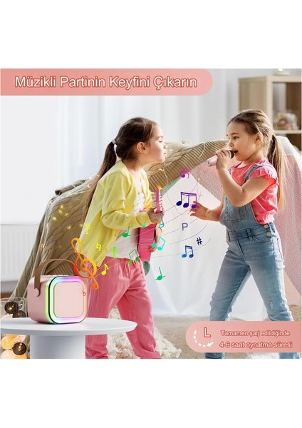 Rgb Işıkl Mikrofonlu Taşınabilir Bluetooth Hoparlör Kablosuz Karaoke Müzik Eğlence fırsatları