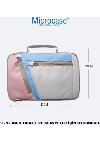 Tcl Tab 10L Tabletler Universal Sleeve Taşıma Çantası AL4346 Pembe Mavi Krem