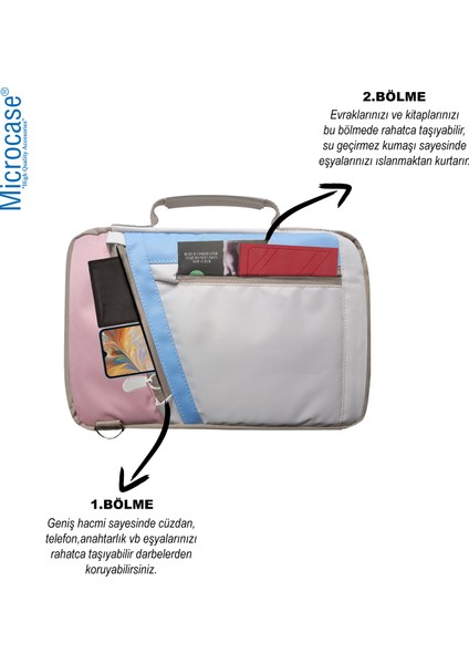 Tcl Tab 10L Tabletler Universal Sleeve Taşıma Çantası AL4346 Pembe Mavi Krem