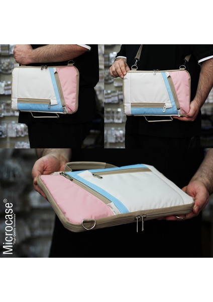 Tcl Tab 10L Tabletler Universal Sleeve Taşıma Çantası AL4346 Pembe Mavi Krem
