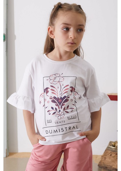 Pembe Çiçek Baskılı Kuşaklı Şortlu Kız Çocuk Takım 18899 fırsatları