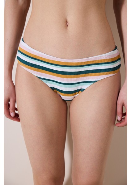 Shona Hipster Dokulu Çizgili Bikini Altı